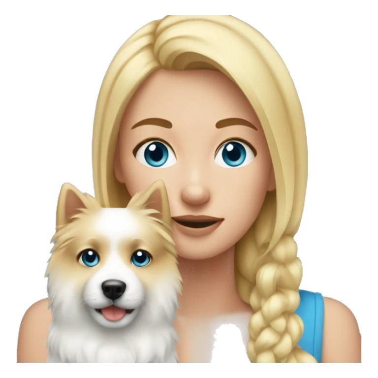 Blonde girl blue eyes holding spitz  sticker