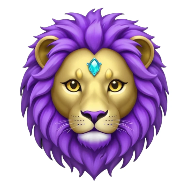 glitter purple and cian lion sticker