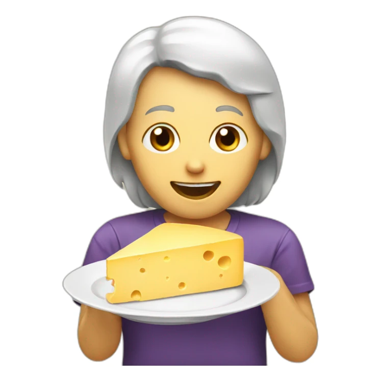 person eating cheese sticker