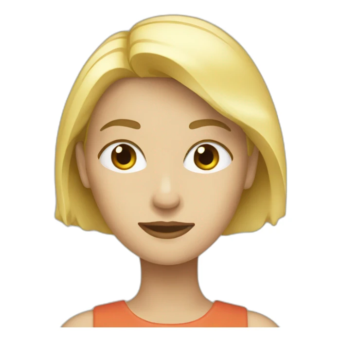 a blond woman with a lupe sticker