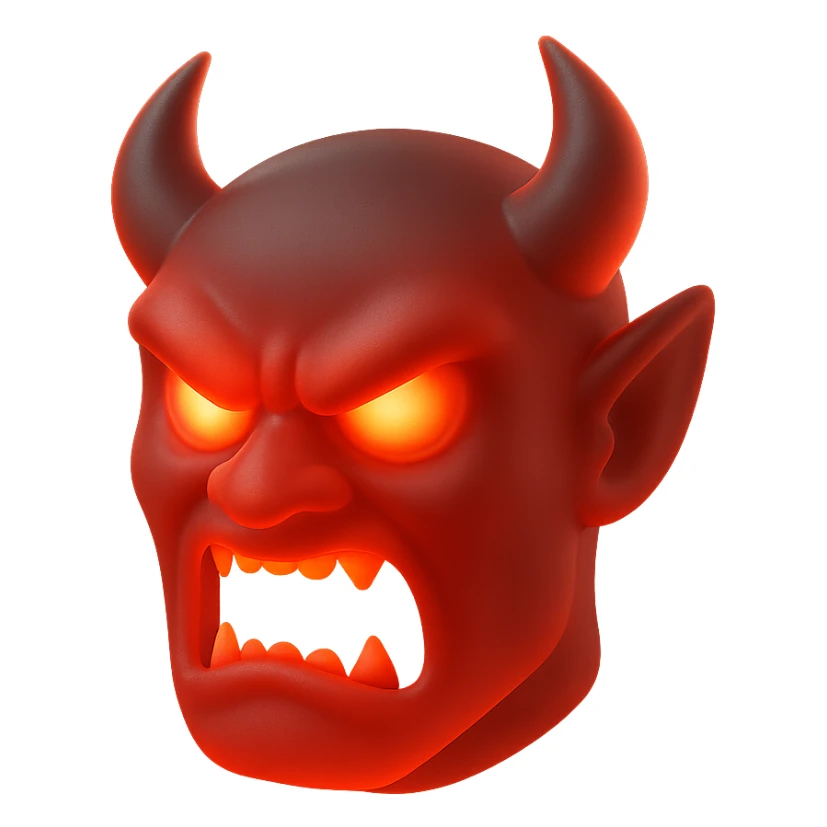 red-hot, angry, scary monster face sticker