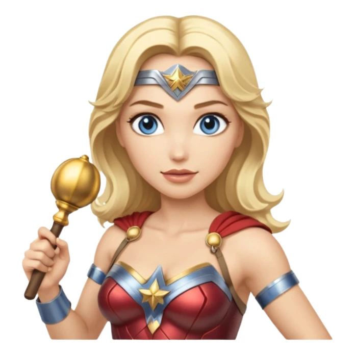 Blonde blue eyes Wonder Woman holding bell and baton sticker