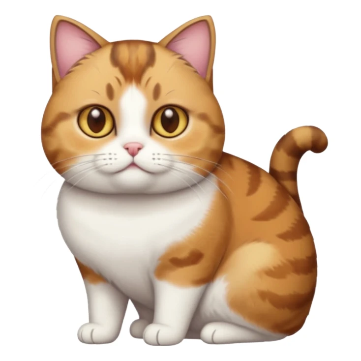 full body torbie and white cat with small head, hazel eyes, and short but chubby body sticker