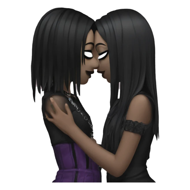 2 goth girls kissing sticker