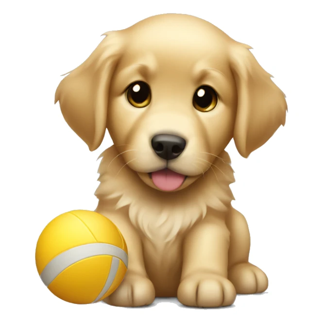 Golden retriever puppy holding a ball sticker