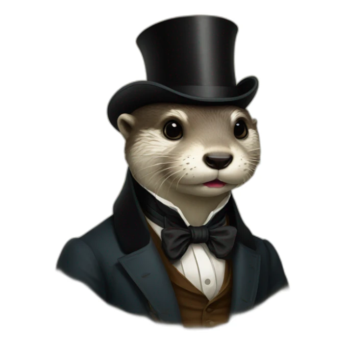 a gentleman otter in a 19th century portrait sticker