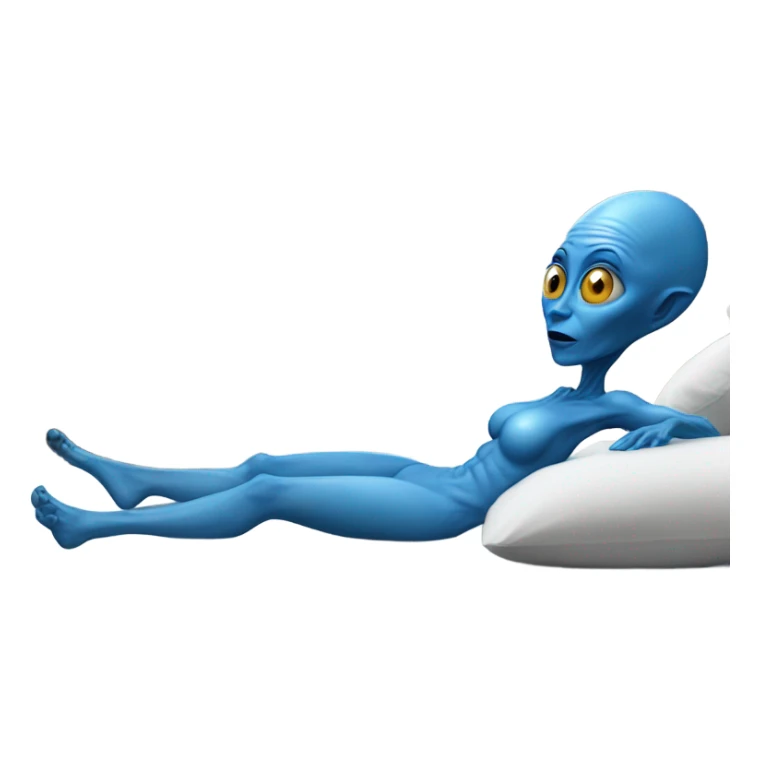 Blue alien woman laying on the bed sticker