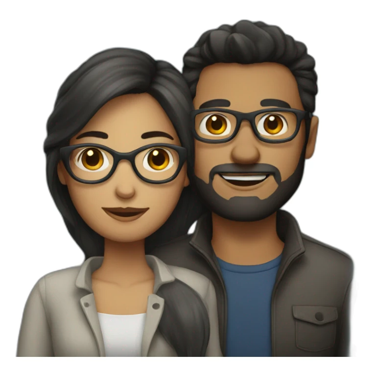 couple with dark hair woman with glasses sticker