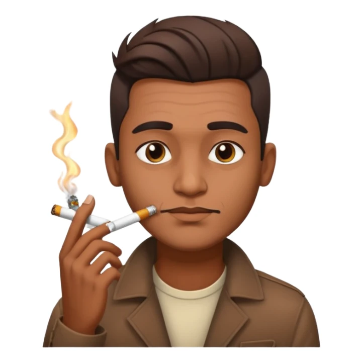 Indian brown guy with side gfade hair style, smoking cigarette sticker
