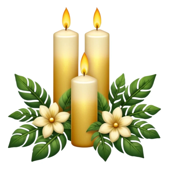 Aesthetic scenic romantic vintage styled beautiful gorgeous holy divine spiritual pretty elegant sparkly shiny scene of Candles, flowers, plants leaves, scenic aesthetic scenery sticker