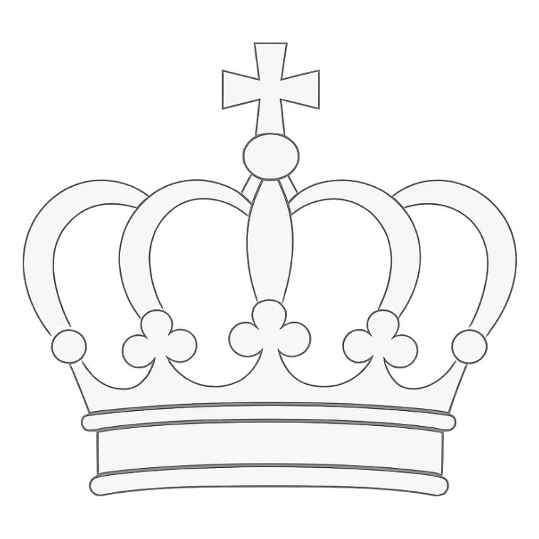 a white crown, classic royal style, simple and elegant, no background sticker