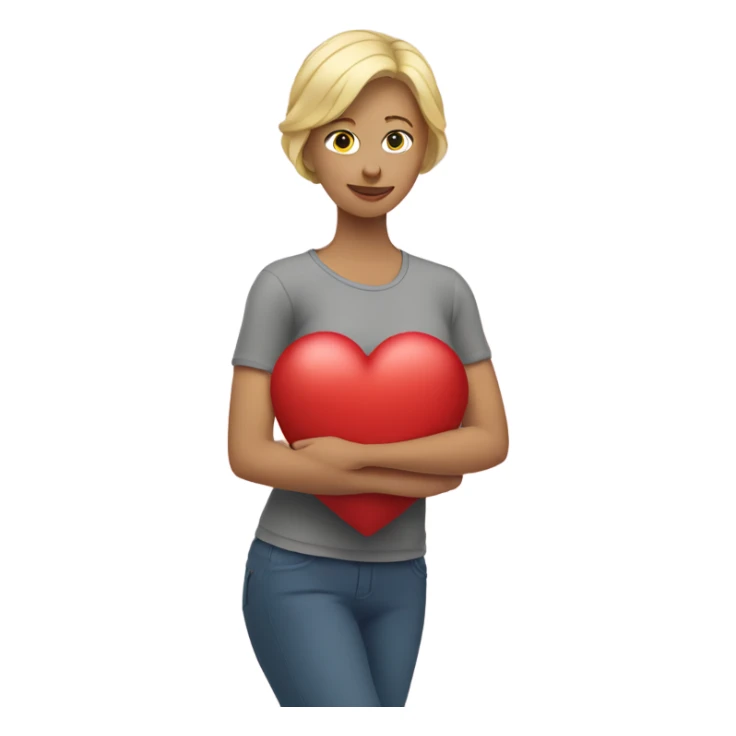Blonde Mother holds her  big heart in her arm sticker