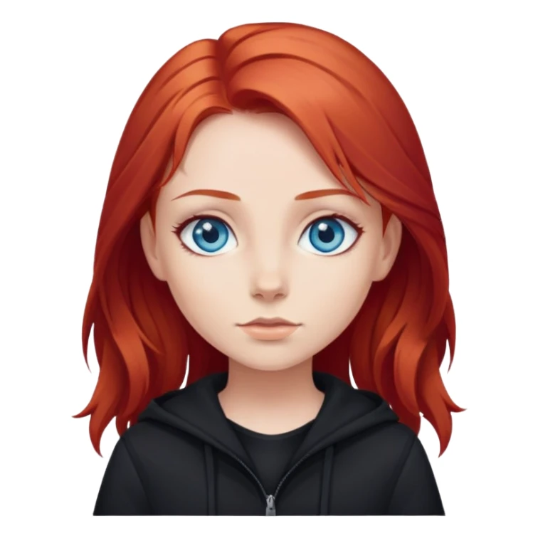 Girl with red hair, blue eyes and black clothes  sticker
