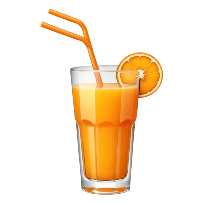 glass of fresh orange juice with straw sticker