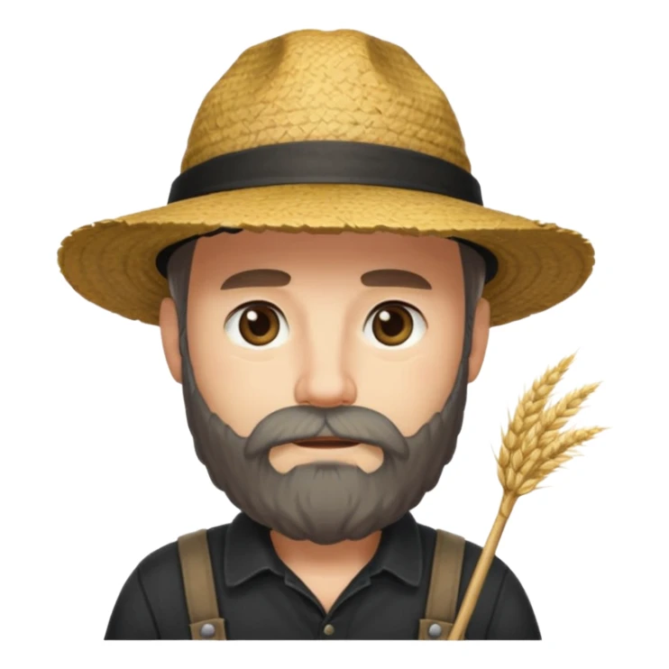 Puritan farmer male middle age with beard black clothes straw hat sticker