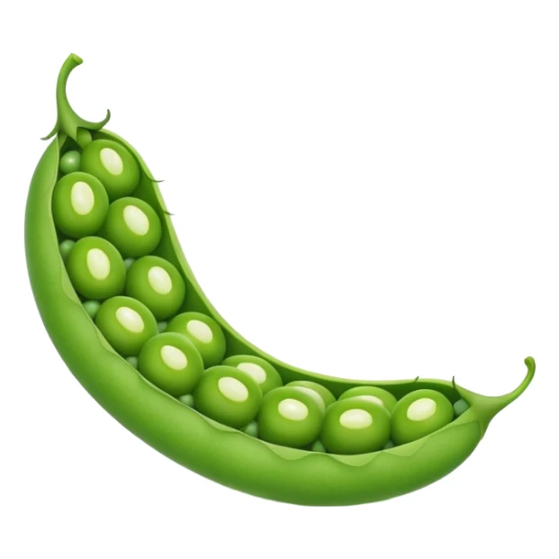 A green pea pod with several round peas visible inside, slightly open to reveal the peas sticker