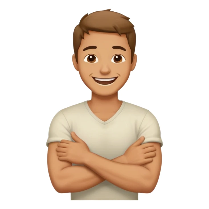 Arms crossed holding neck guy laughing  sticker