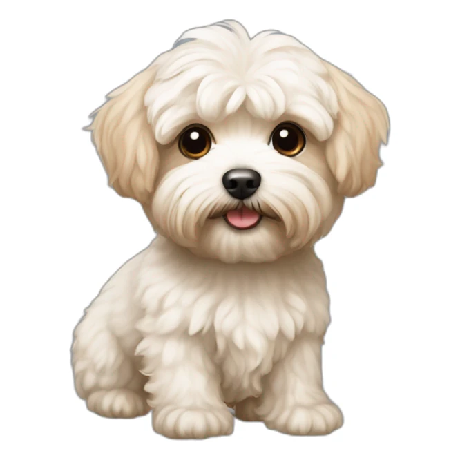 white maltipoo / yorkshire terrier mix with light brown ear sticker