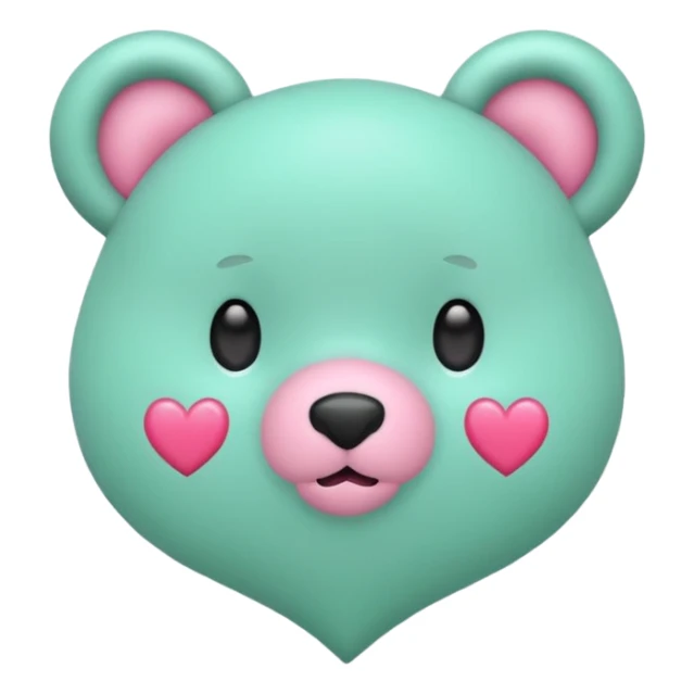 Oso gummy color verde agua  corazón rosa kawaii sticker