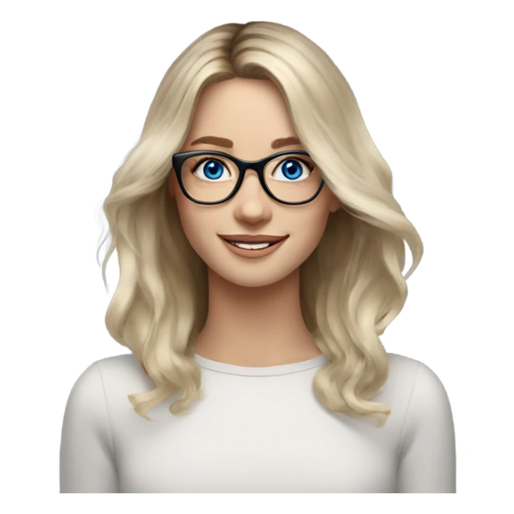 Shoulder length Balayage pale model lady with glasses and blue eyes happy  sticker
