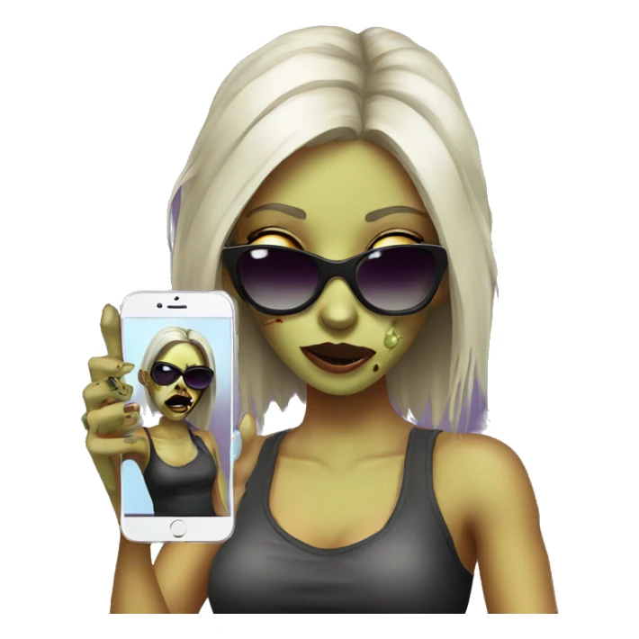 Zombie Girl in sunglasses makes a selfie with her phone  sticker