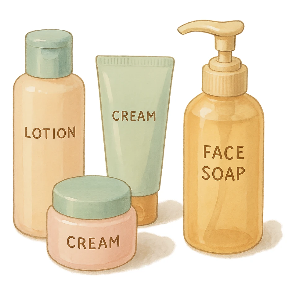 skincare products, soft, gentle sticker