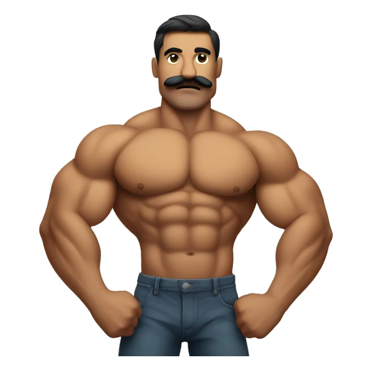 flexing muscular man with a mustache sticker