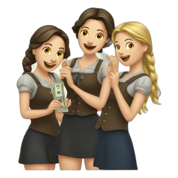 three-german-women-taking-money sticker