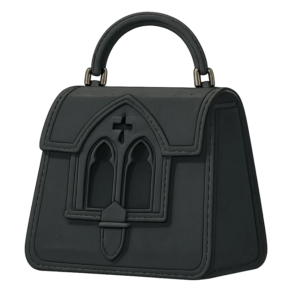 Back white gothic purse without background sticker