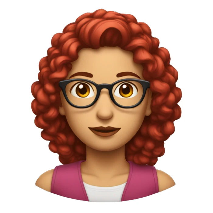 Mulher de óculos com cabelos cacheados e blusa vermelha  sticker