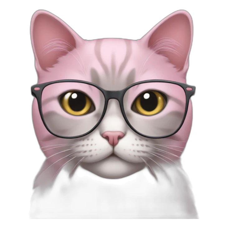 pink/gray british cat with glasses and the laptop sticker