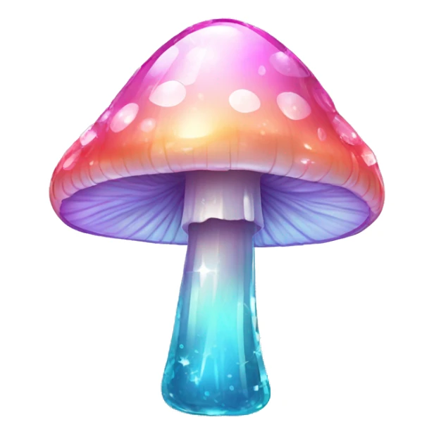 Sparkly glossy Pastel  glass crystal mushroom sticker