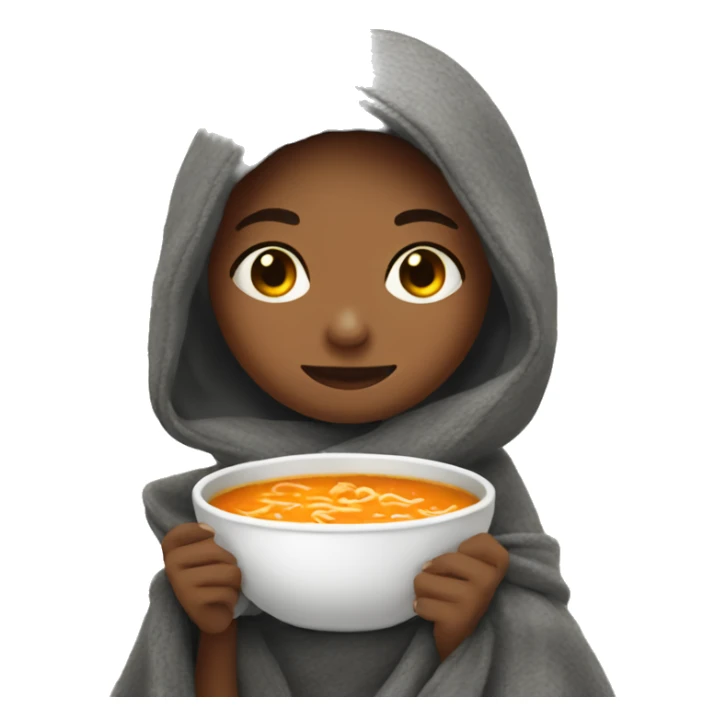 Girl cozy chilling with soup and a blanket  sticker