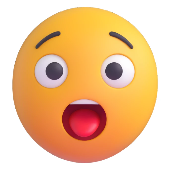 Shocked emoji in 3D style with a surprised expression, variant 4, no background, transparent background. sticker