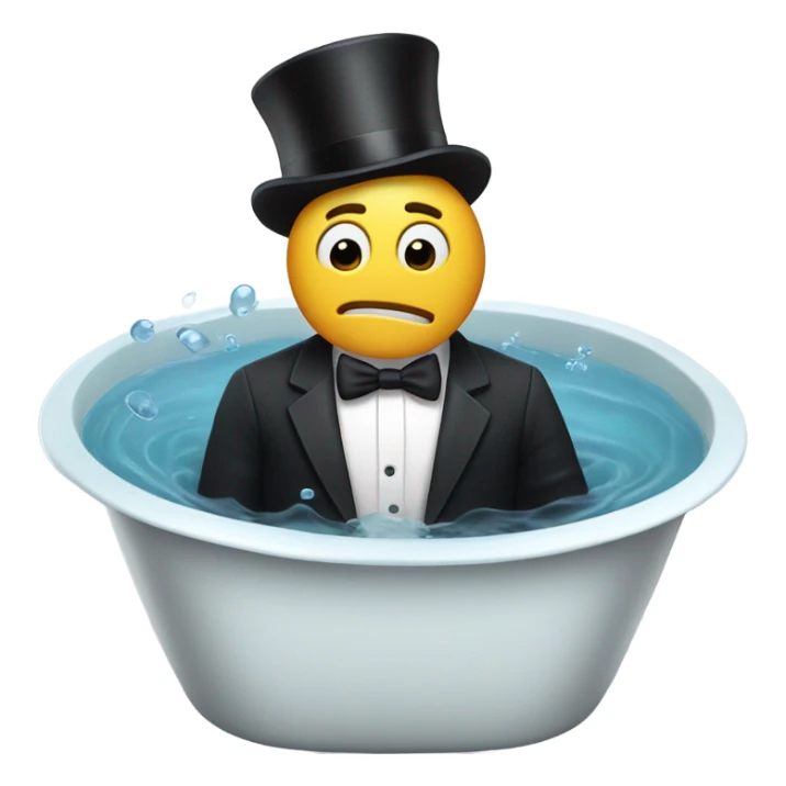 A man swearing while swimming in a bathtub with a tuxedo and top hat on sticker