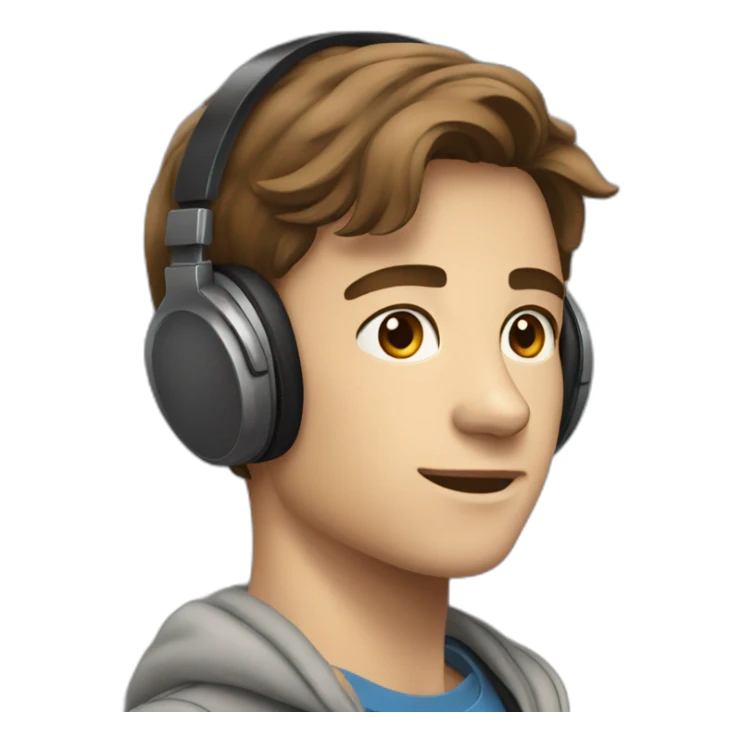 A 19 years Old boy with brown hair wearing headphones sticker