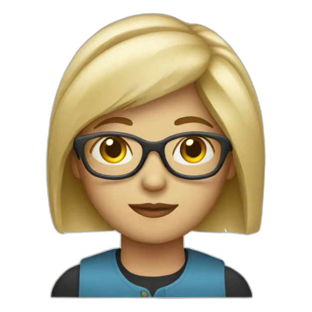 blonde visual designer with glasses and fringe sticker