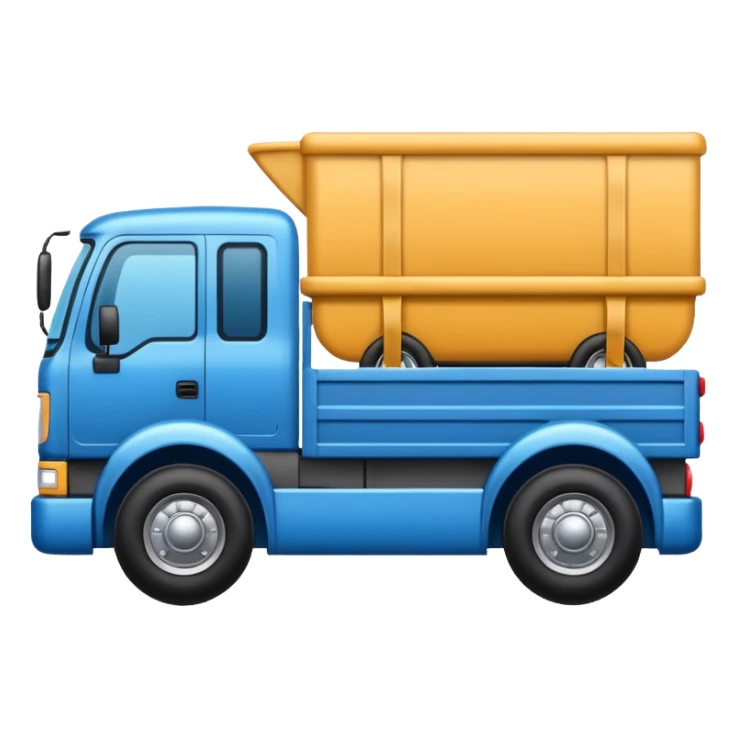 "iOS style truck emoji, big wheels with a cargo bed, smooth texture, no background" sticker