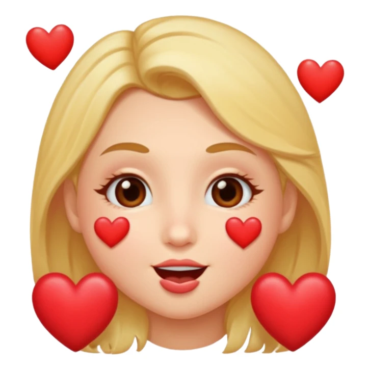 kiss face with lots of hearts sticker