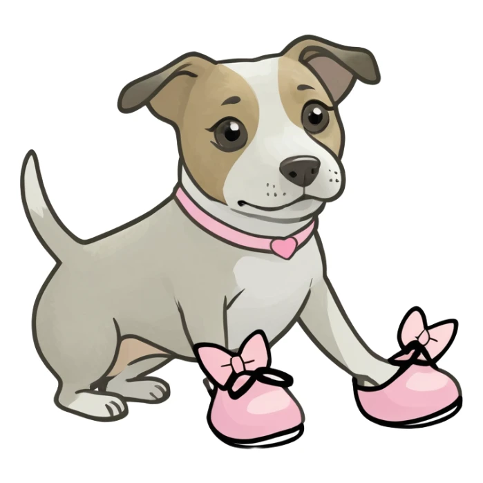 Dog wearing ballerina shoes sticker