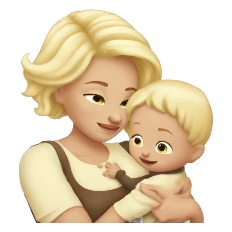 baby boy hug mommy blonde sticker