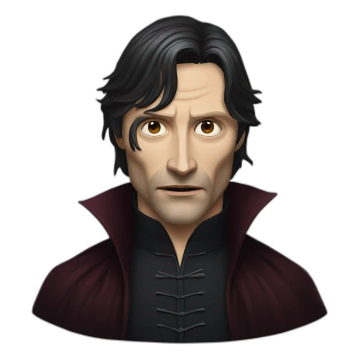 mads mikkelsen as an angry black haired vampire sticker