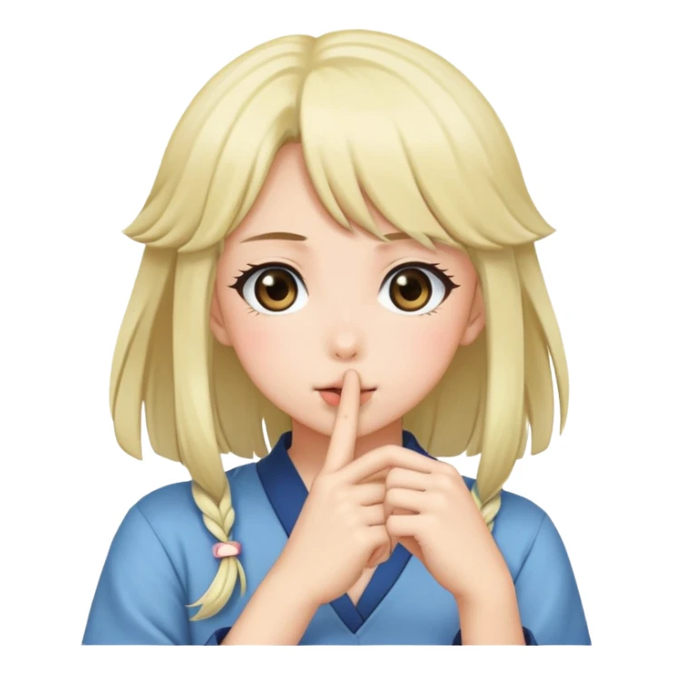 Anime girl holds her finger to her mouth, for silence sticker