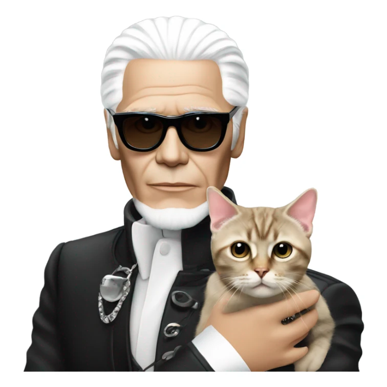 karl lagerfeld with his cat sticker