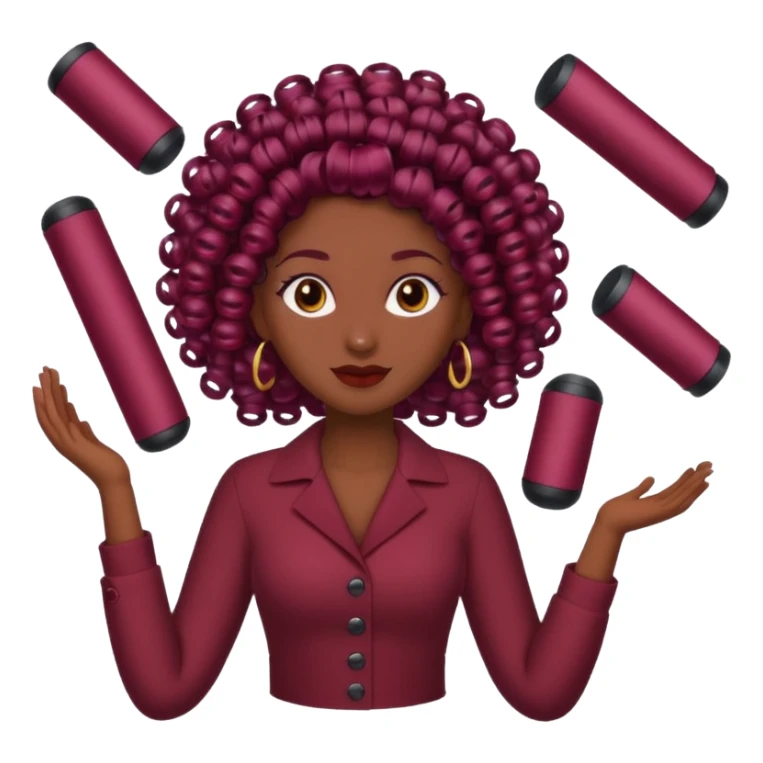 hair with burgundy hair rollers sticker