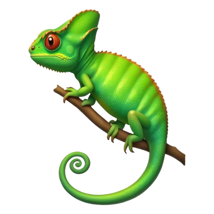 please create an animated color changing emoji that can be used as favicon . the default colour must be green and then its colour must change. the chemeleon should look to the left side sticker