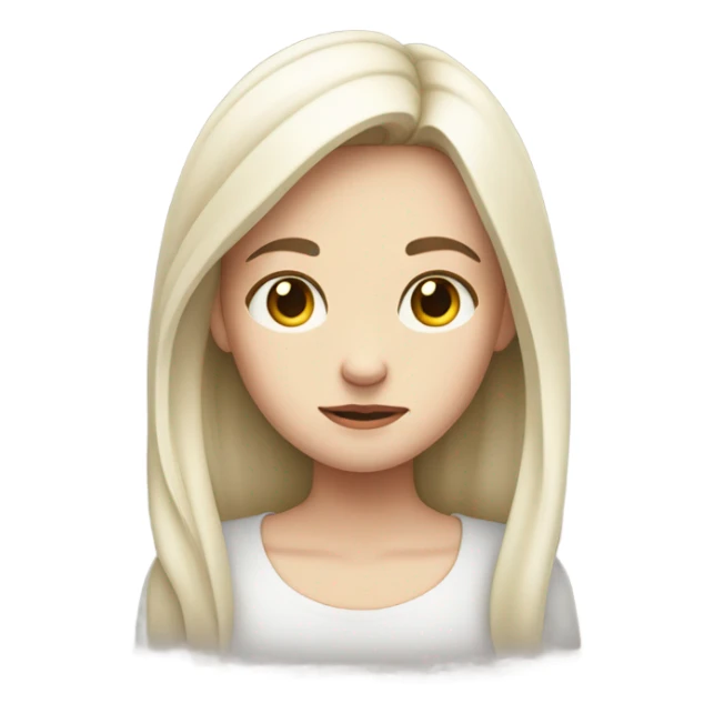 White skin Girl On hold sad sticker