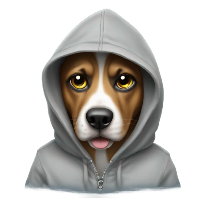 dog with a gun wearing a hoodie  sticker