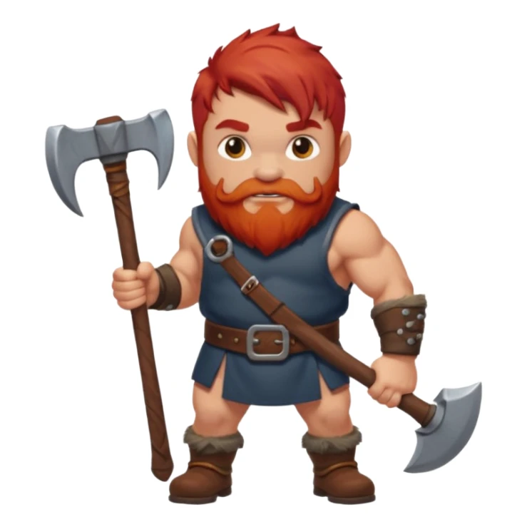 Ein zwerg mit roten Haaren und axt, nur der Oberkörper  sticker