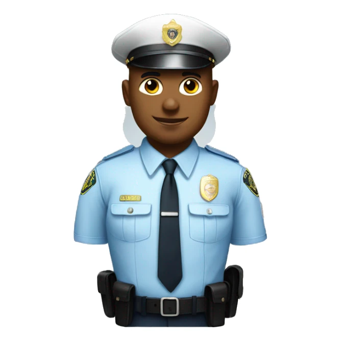 A White Police man bald with cap with Big ANGEL WINGS sticker